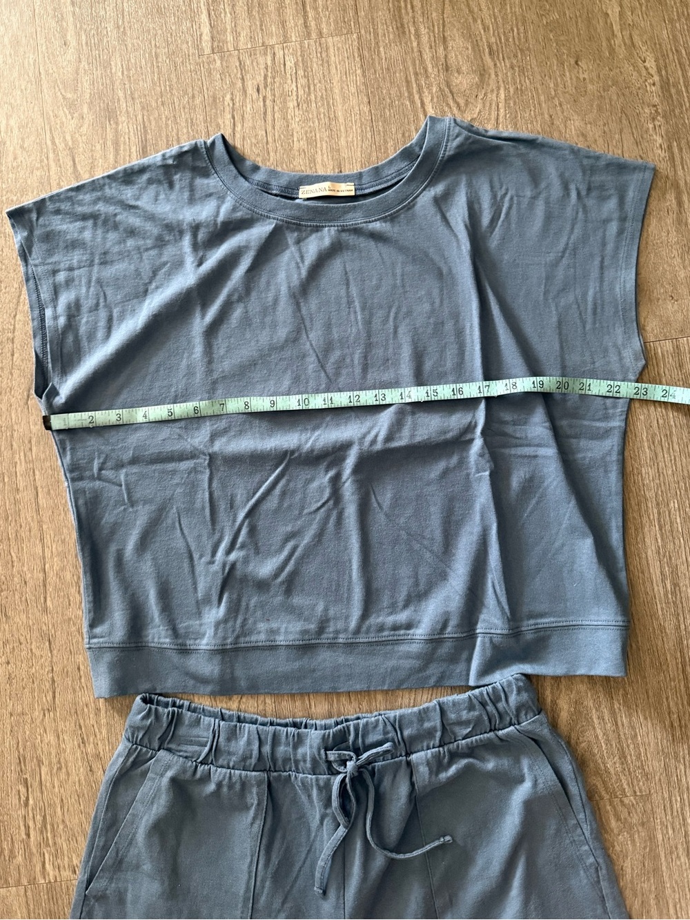 Zenana Slate Blue Short Set NWOT - Picture 3 of 14